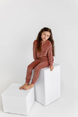 Velour Henley Set- Dusty Rose