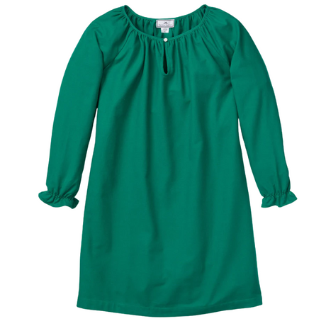 Girl's Flannel Delphine Nightgown in Green - HoneyBug 