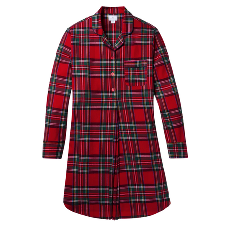 Women's Brushed Twill Maternity Nightshirt in Imperial Tartan - HoneyBug 