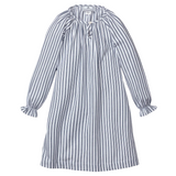 Girl's Twill Delphine Nightgown in Navy French Ticking - HoneyBug 