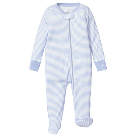 Baby's Pima Romper in Blue Stripes - HoneyBug 