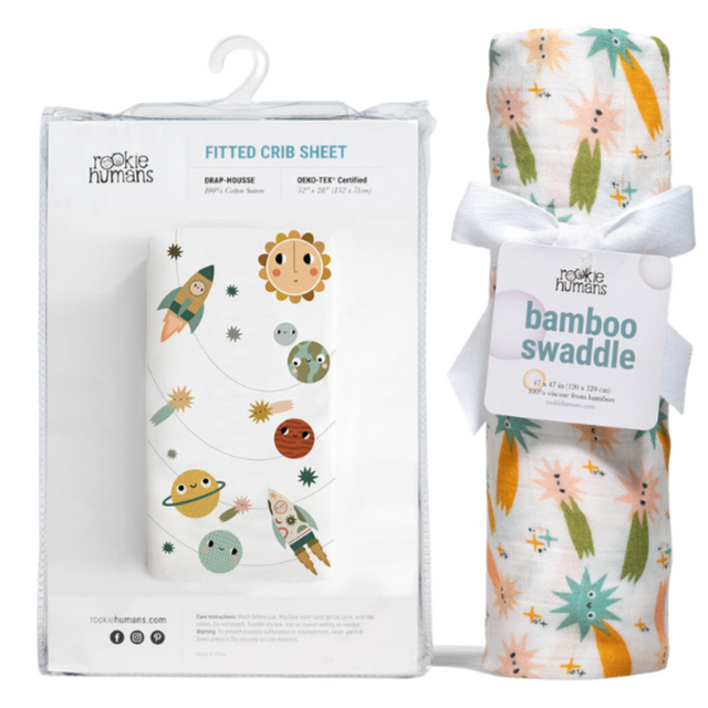 Crib Sheet and Swaddle Bundle - Space Explorer - HoneyBug 