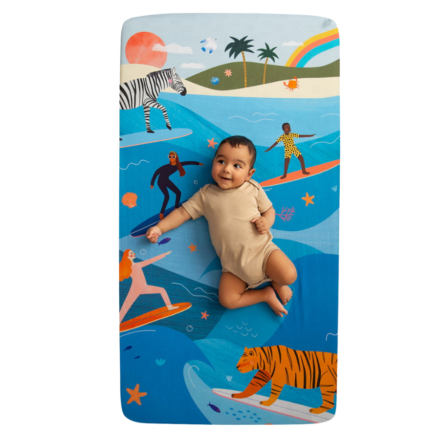 Surfing Safari Standard Size Crib Sheet - HoneyBug 