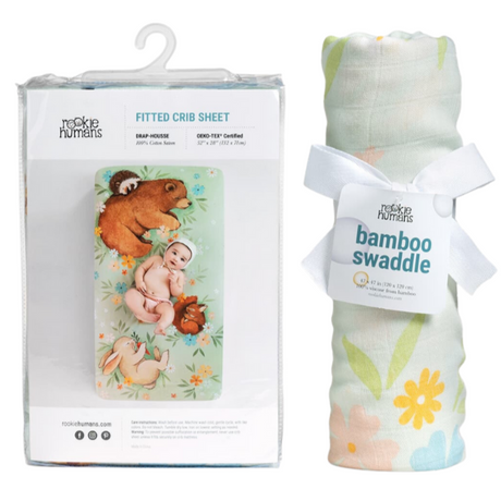 Crib Sheet and Swaddle Bundle - Enchanted Meadow - HoneyBug 