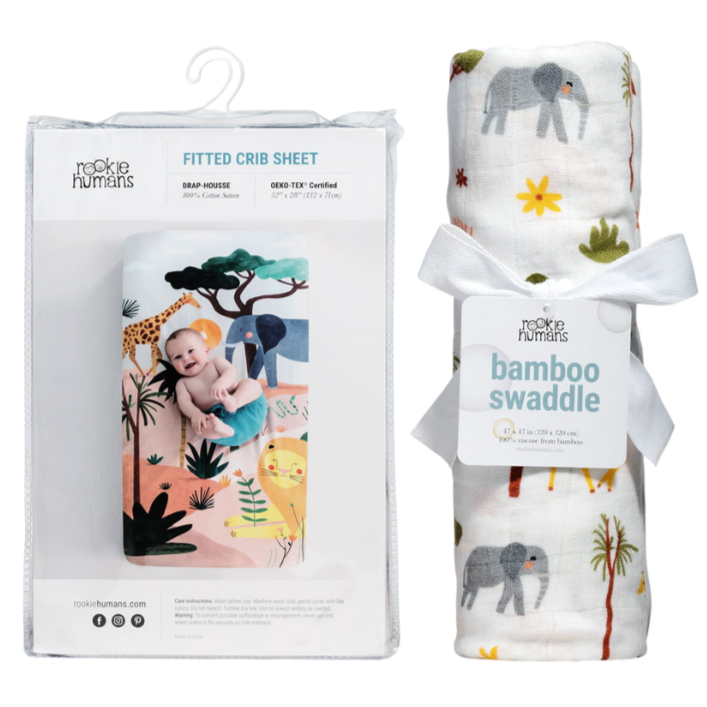 Crib Sheet and Swaddle Bundle - In The Savanna - HoneyBug 