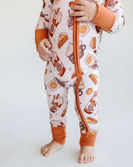 Bamboo Zip Romper | Pumpkin Spice - HoneyBug 