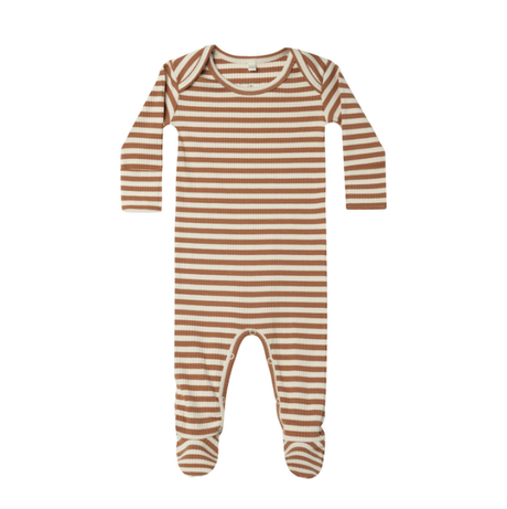 Ribbed Footie | Cinnamon Stripe - HoneyBug 