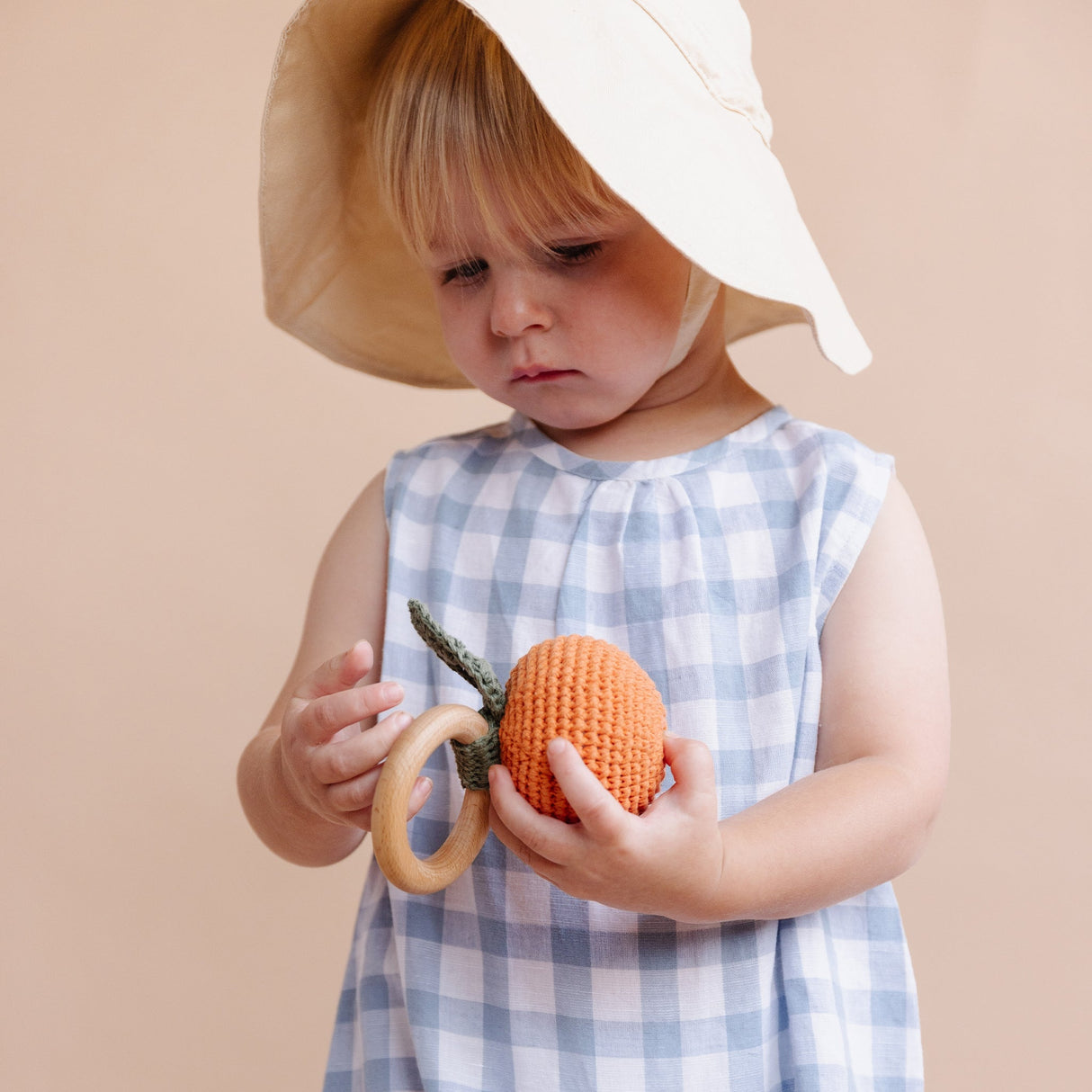 Cotton Crochet Rattle Orange Pumpkin - HoneyBug 