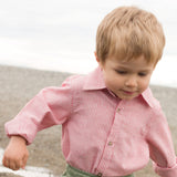 Boys Collar Shirt - Red Stripe - HoneyBug 