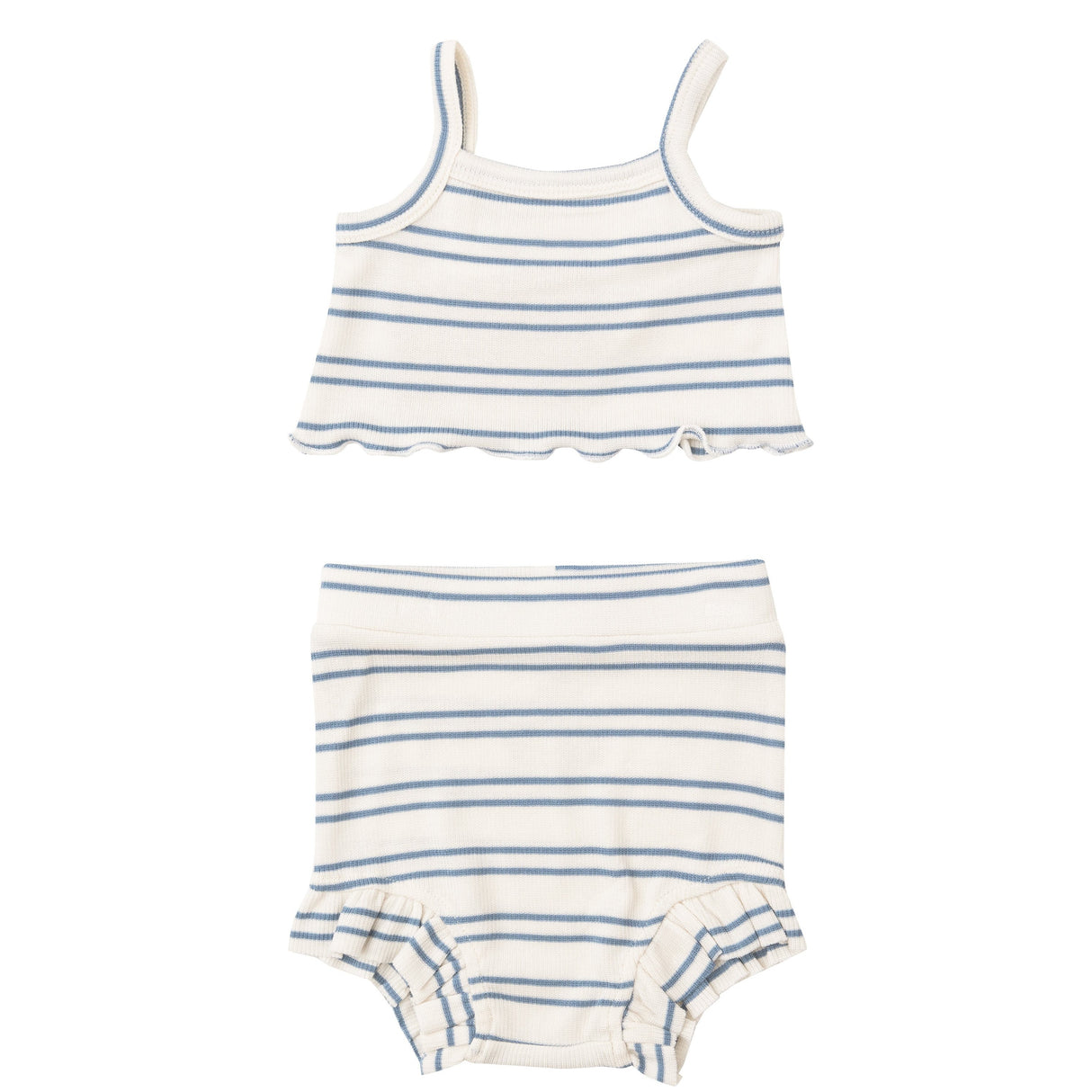 Rib Tank Top & High Waisted Short - Anchor Rib Stripe - HoneyBug 