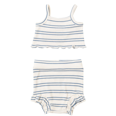 Rib Tank Top & High Waisted Short - Anchor Rib Stripe - HoneyBug 