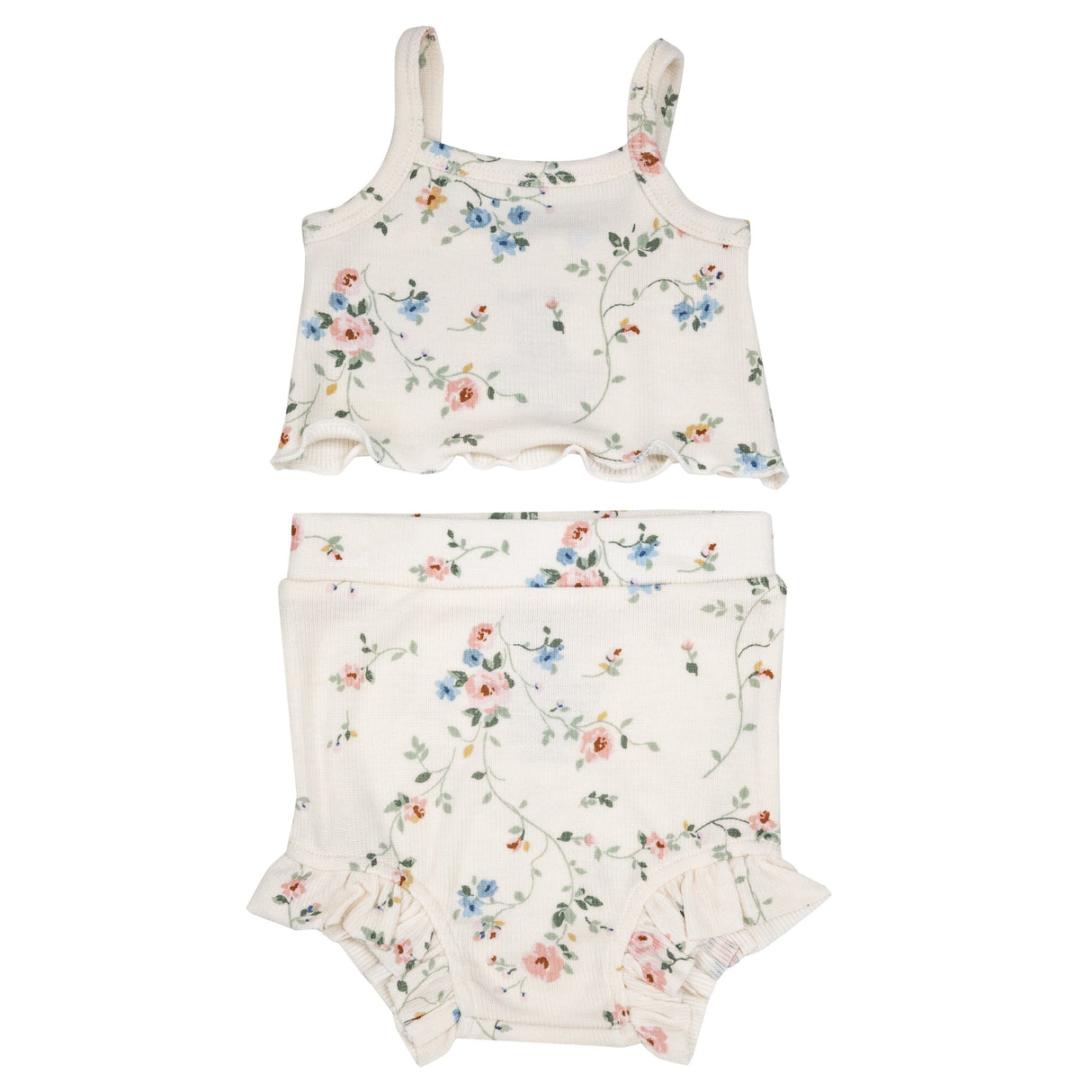 Rib Tank Top & High Waisted Short - Climbing Roses - HoneyBug 