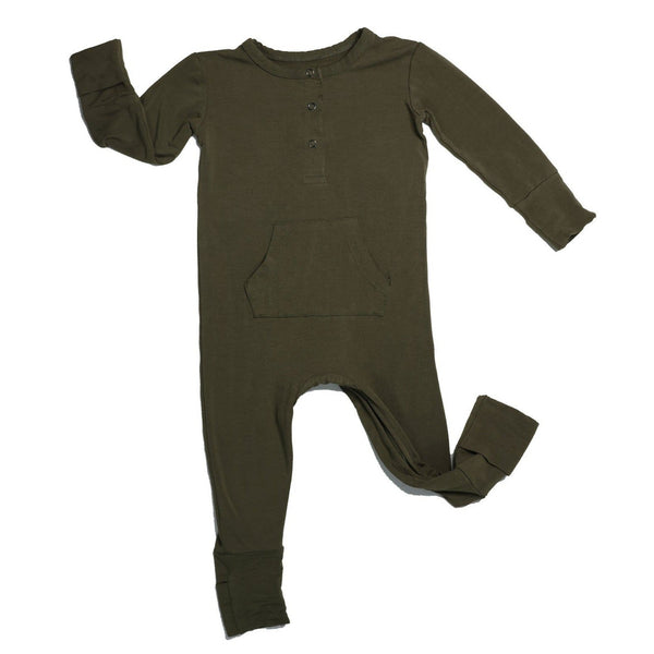 Long Sleeve Romper - Dark Olive - HoneyBug 