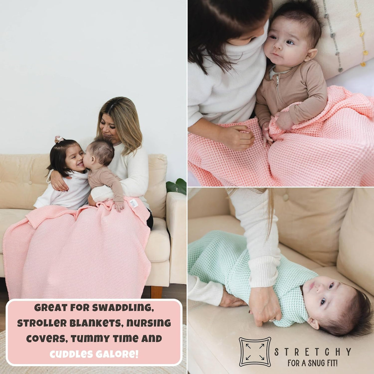 Rose Pink Waffle Baby Blanket