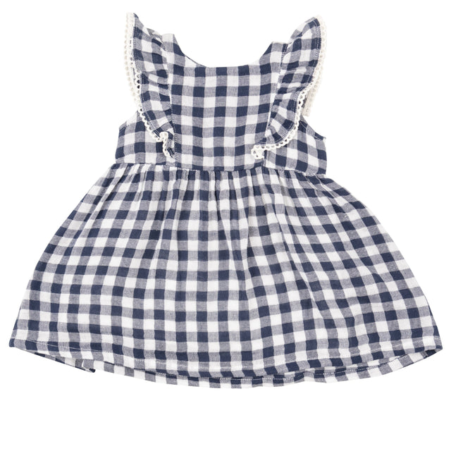 Ruffle Dress - Gingham Navy - HoneyBug 