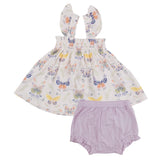 Ruffle Strap Smocked Top And Diaper Cover - Botany Butterflies - HoneyBug 