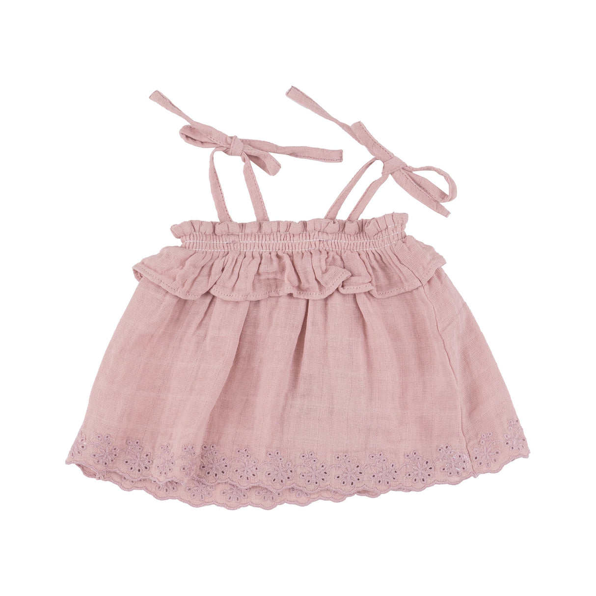 Ruffle Top & Bloomer - Dusty Pink Solid Muslin - HoneyBug 