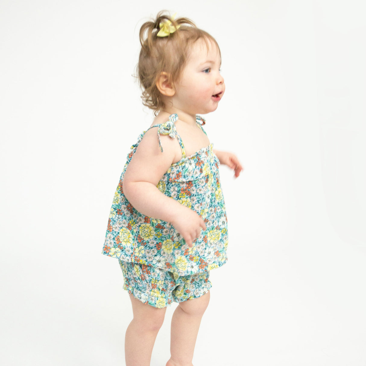 Ruffle Top & Bloomer - Golden Peony Floral - HoneyBug 