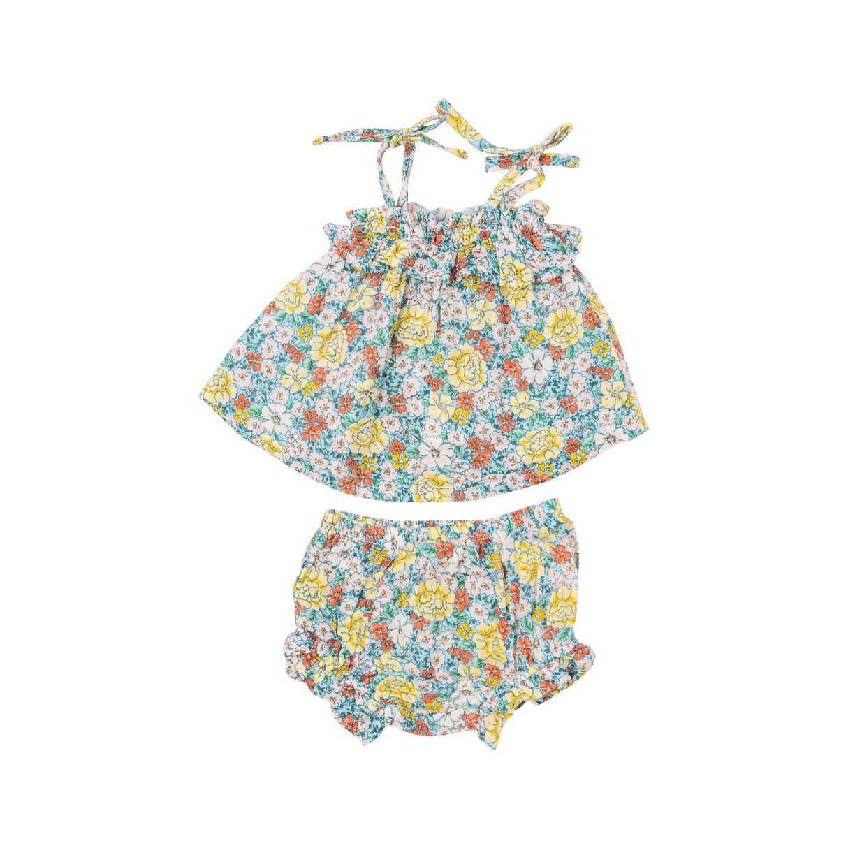 Ruffle Top & Bloomer - Golden Peony Floral - HoneyBug 