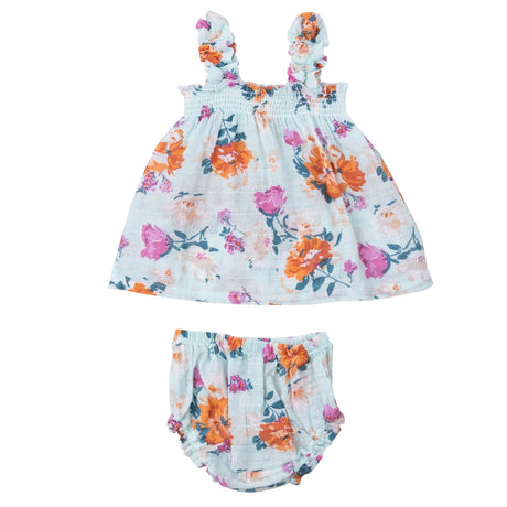 Ruffly Strap Top + Bloomer Set - Soft Petals Floral - HoneyBug 