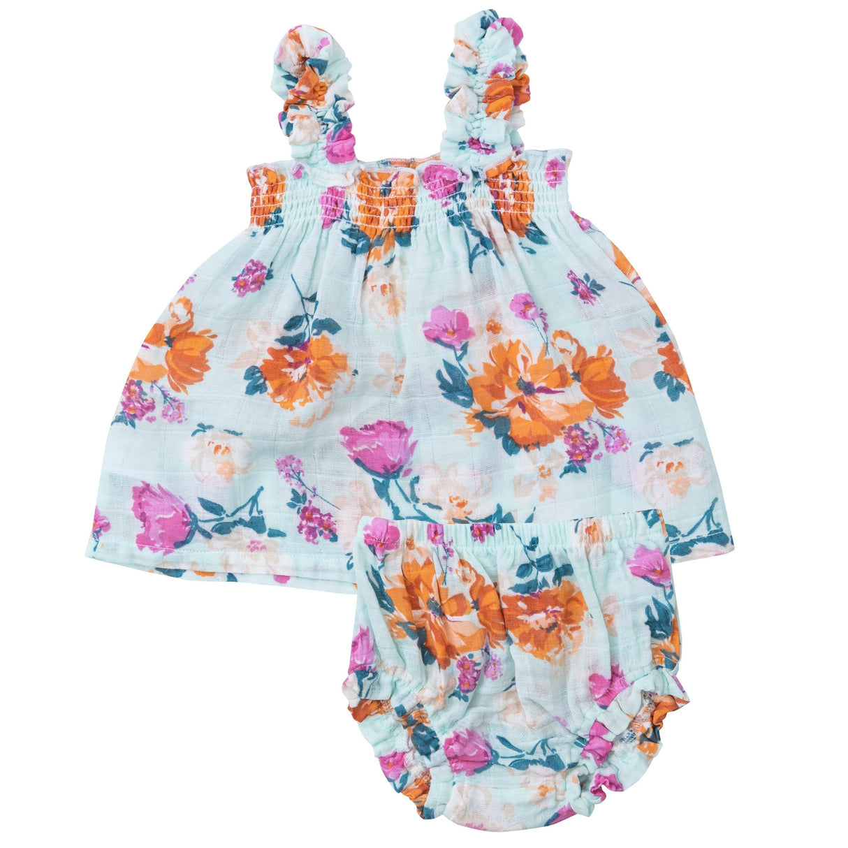 Ruffly Strap Top + Bloomer Set - Soft Petals Floral - HoneyBug 