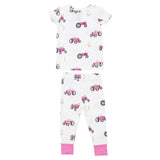 S/S Loungewear Set - Pink Tractors - HoneyBug 