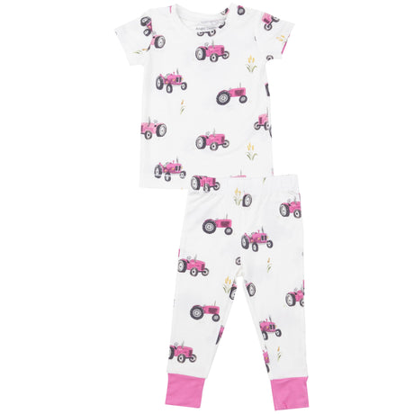 S/S Loungewear Set - Pink Tractors - HoneyBug 