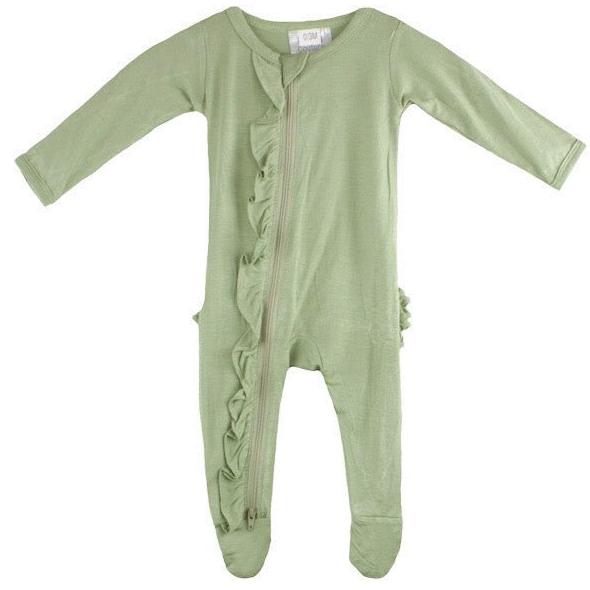 Ruffle 2 Way Zip Romper - Sage