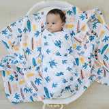 Muslin Swaddle Blanket Set Oh So Soft Surf + Sea Turtles - HoneyBug 