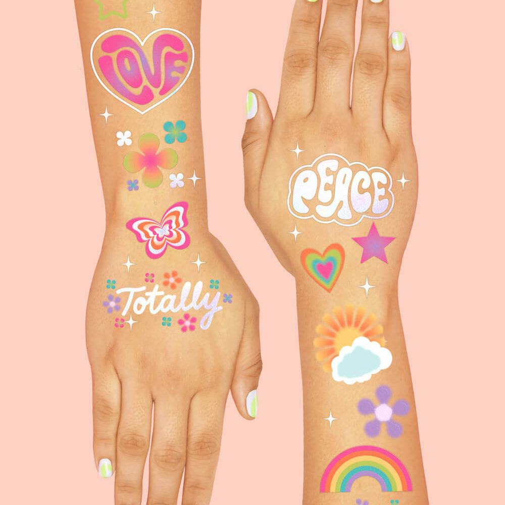 Groovy Rainbow Tats - 68 Temporary Tattoos