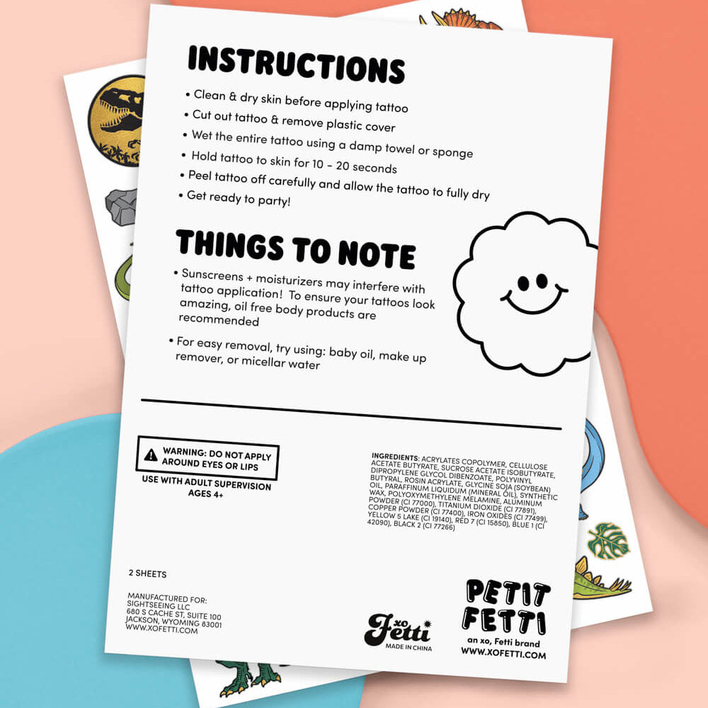 Dino-mite Tats - 44 Foil Temporary Tattoos