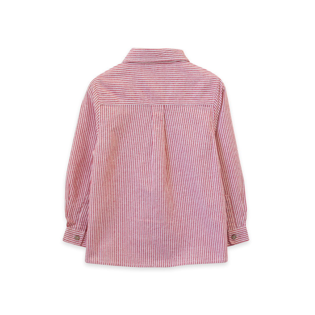Boys Collar Shirt - Red Stripe - HoneyBug 