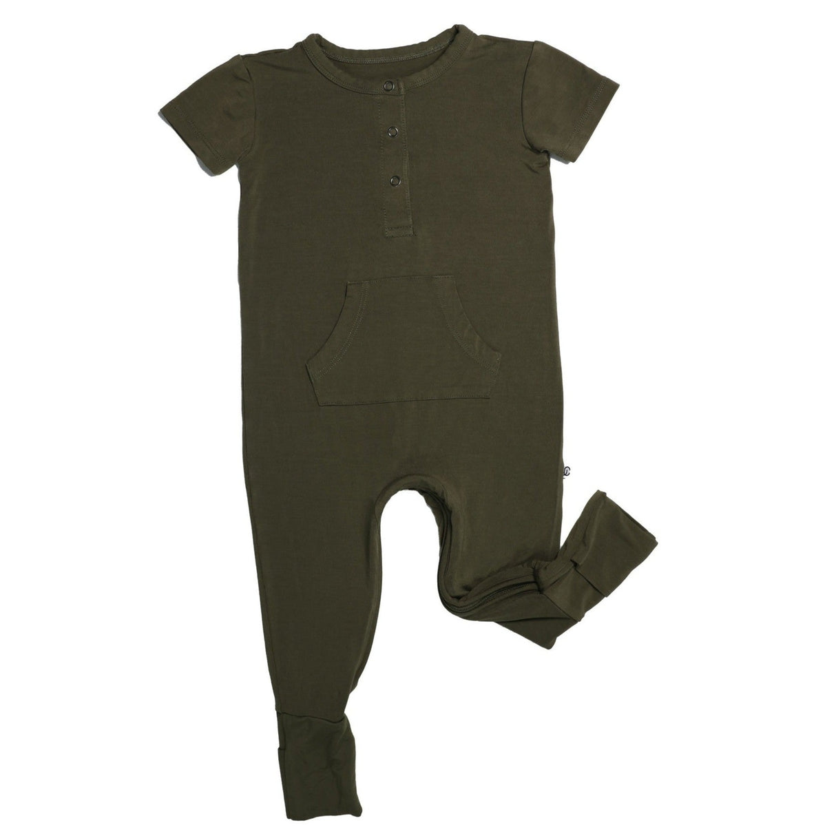 Short Sleeve Romper - Dark Olive - HoneyBug 