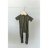 Short Sleeve Romper - Dark Olive - HoneyBug 