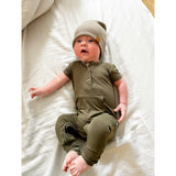 Short Sleeve Romper - Dark Olive - HoneyBug 