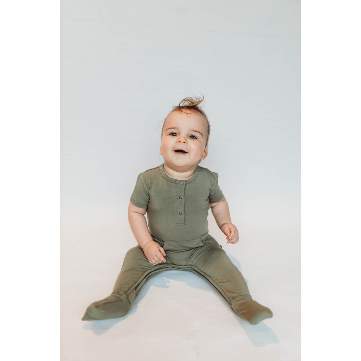 Short Sleeve Romper - Sage - HoneyBug 