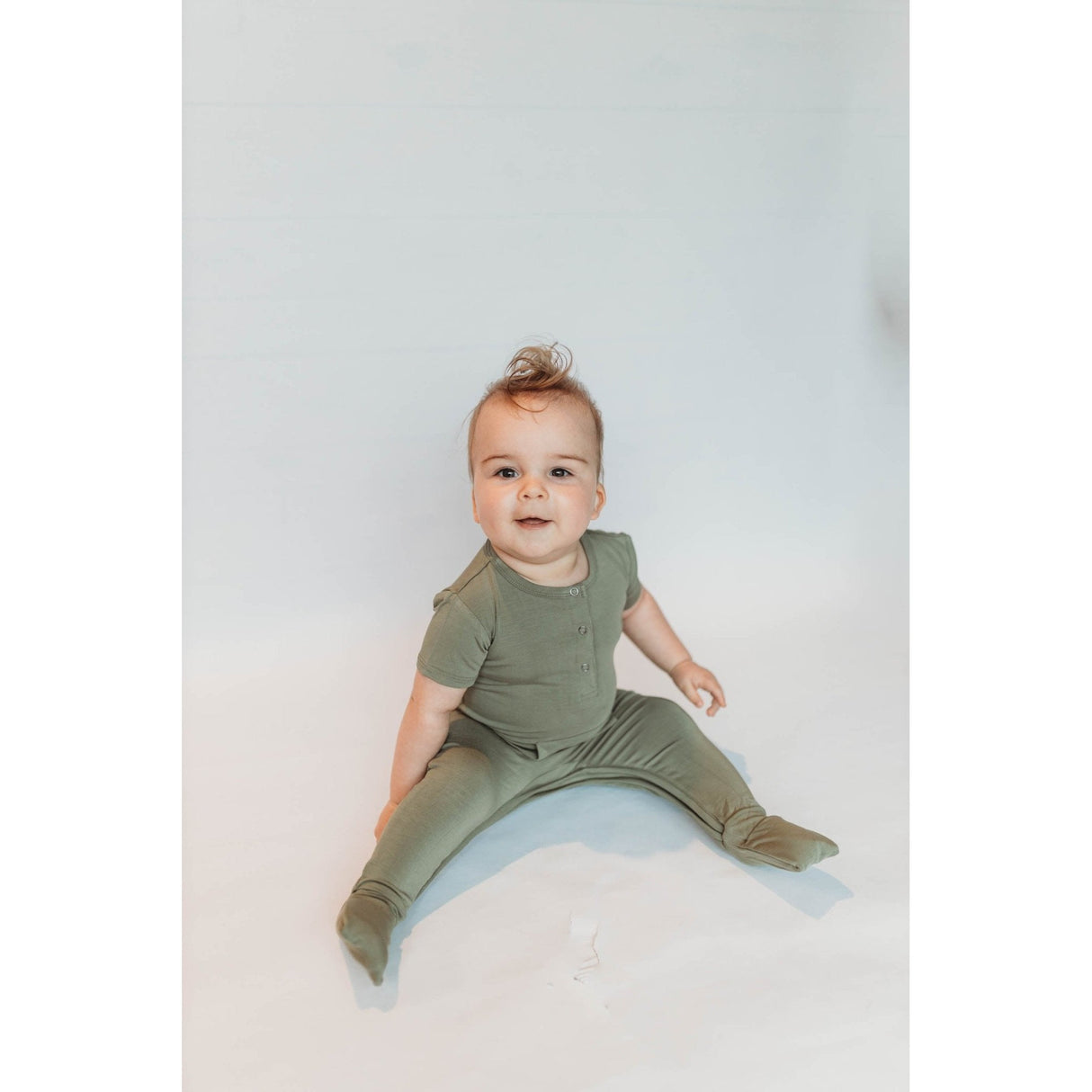 Short Sleeve Romper - Sage - HoneyBug 