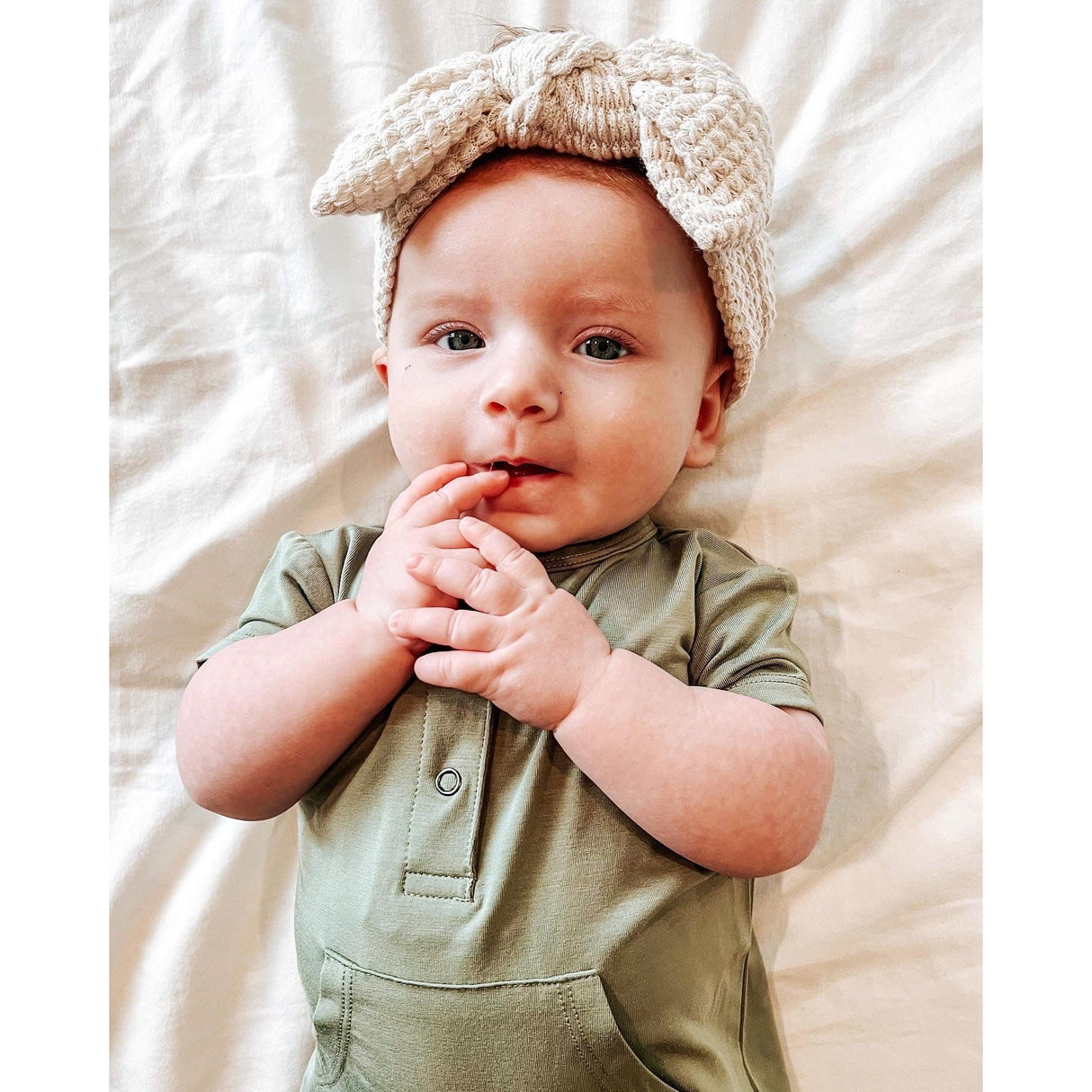 Short Sleeve Romper - Sage - HoneyBug 