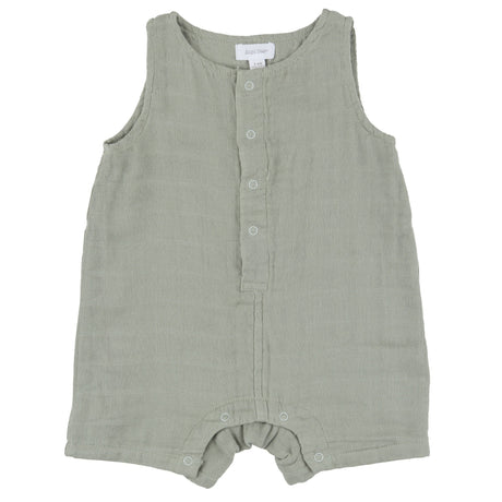 Shortie Romper - Desert Sage Solid Muslin - HoneyBug 