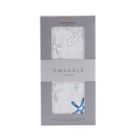 Starfish Cotton Muslin Swaddle - HoneyBug 