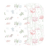 Turtles and Water Lily Bamboo Changing Pad Cover/Bassinet Sheets