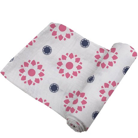 Primrose Indigo Cotton Muslin Swaddle - HoneyBug 