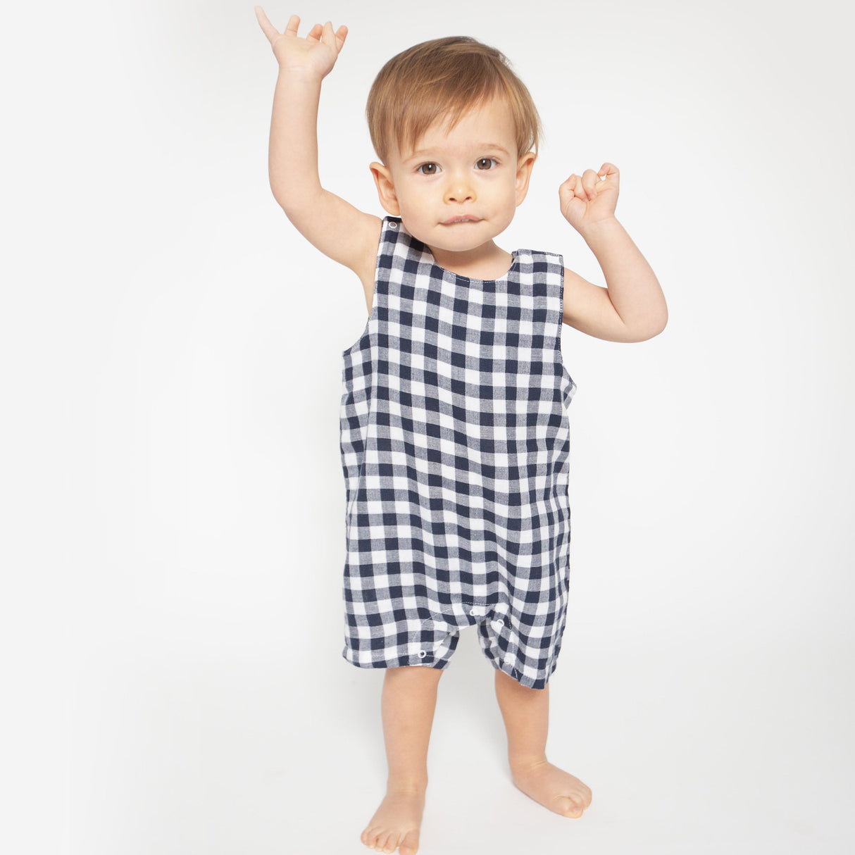 Sleeveless Jon Jon - Gingham Navy - HoneyBug 