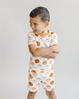 Smiley Bamboo Two Piece Shorts Set | Copper - HoneyBug 