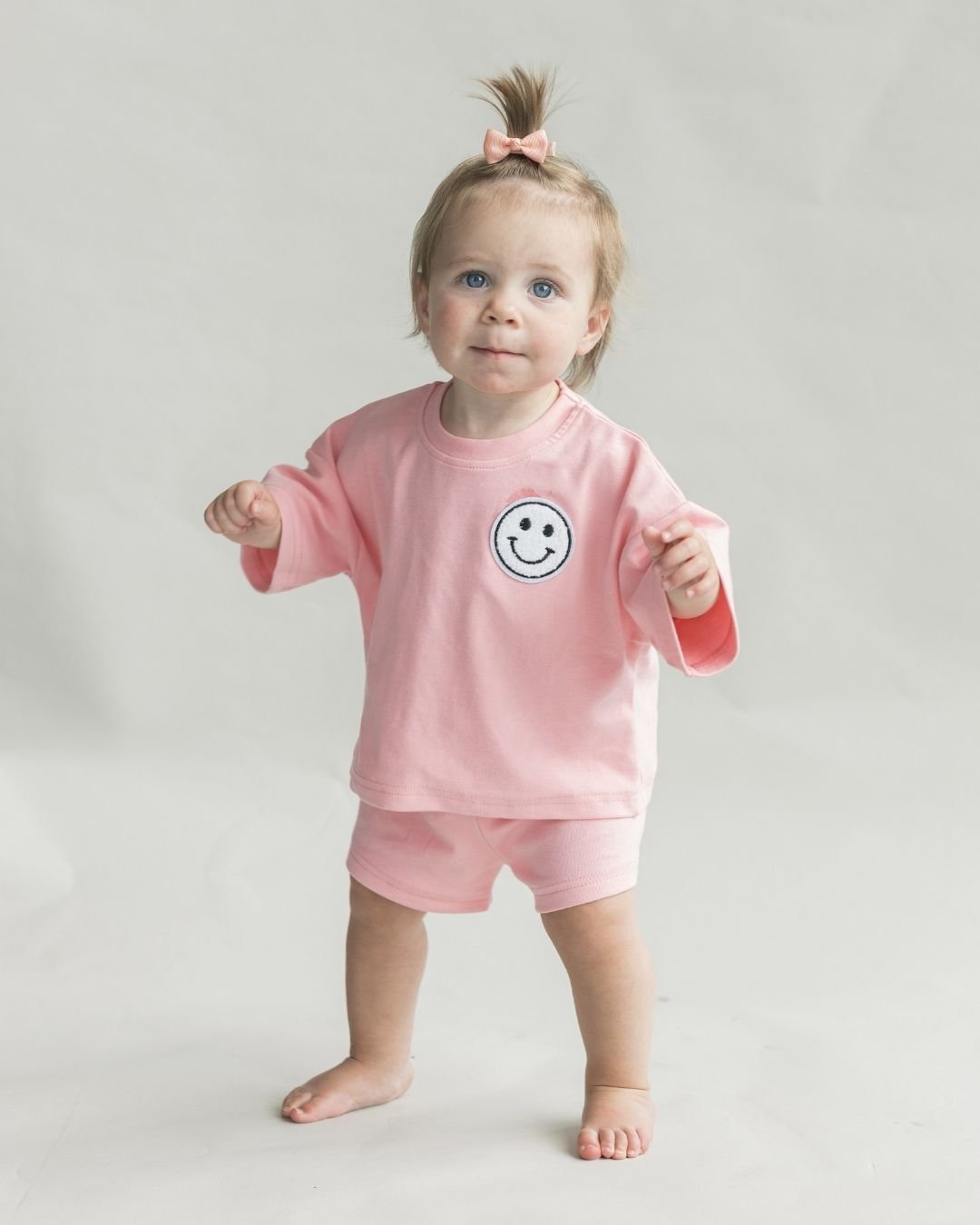 Smiley Shorts Set | Pink Peach - HoneyBug 
