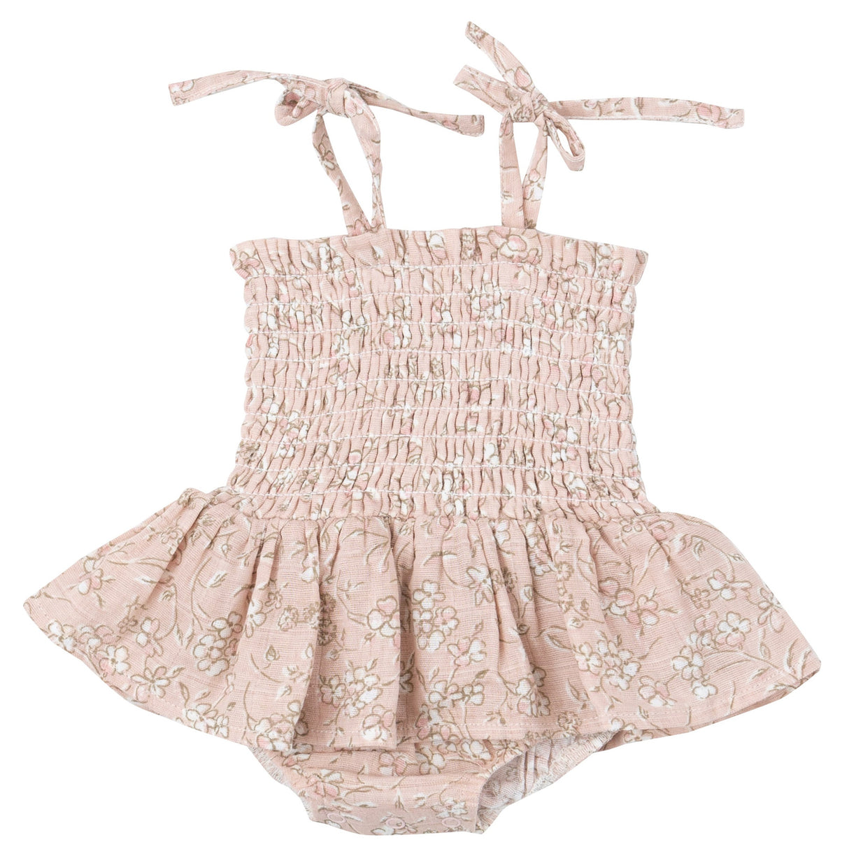 Smocked Bubble W/ Skirt - Baby's Breath Floral - HoneyBug 