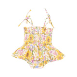 Smocked Bubble W/ Skirt - Sunflower Dream Floral - HoneyBug 