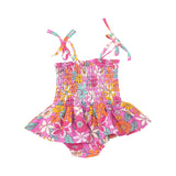 Smocked Bubble W/ Skirt - Tropical Retro Floral - HoneyBug 