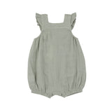 Smocked Front Overall Shortie - Desert Sage Solid Muslin