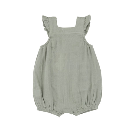 Smocked Front Overall Shortie - Desert Sage Solid Muslin